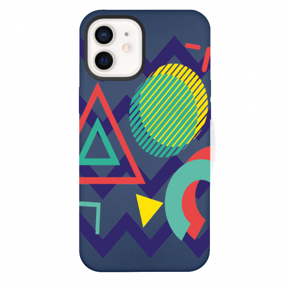 iPhone 12 Geometry Graphic Mix 2 Navy Silicone Case