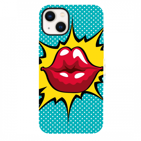 iPhone 13 Pop Art Red Lips Navy Silicone Case 