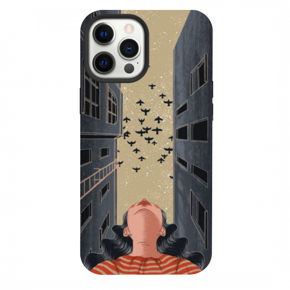 iPhone 13 Pro Max Birds In The Sky Black Silicone Case