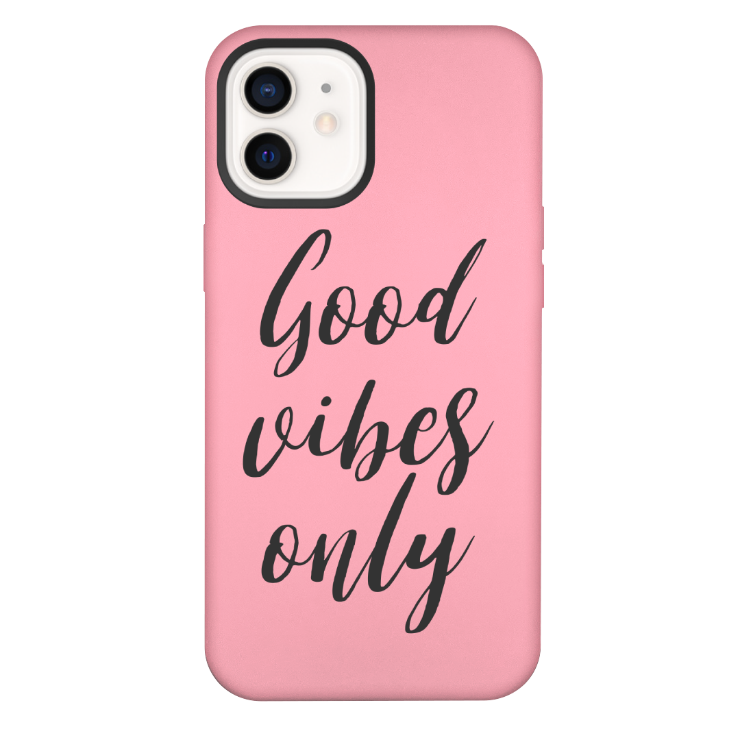 iPhone 12 Good Vibe Only Pink Silicone Case