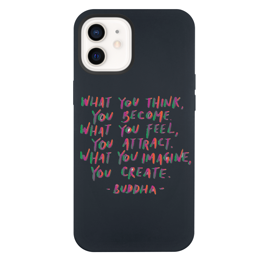 iPhone 12 Buddha Quote Black Silicone Case