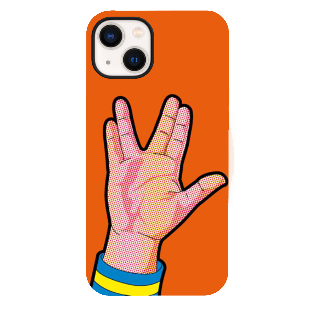 iPhone 13 Pop Art Vulcan Salute Orange Silicone Case