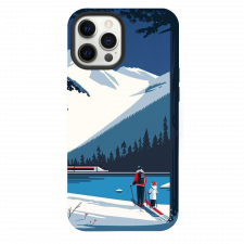 iPhone 12 Pro Max Snow Mountain Skating Navy Silicone Case