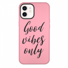 iPhone 12 Good Vibe Only Pink Silicone Case