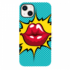 iPhone 13 Pop Art Red Lips Navy Silicone Case 