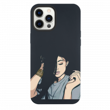 iPhone 13 Pro Max Girl With Long Hair Black Silicone Case