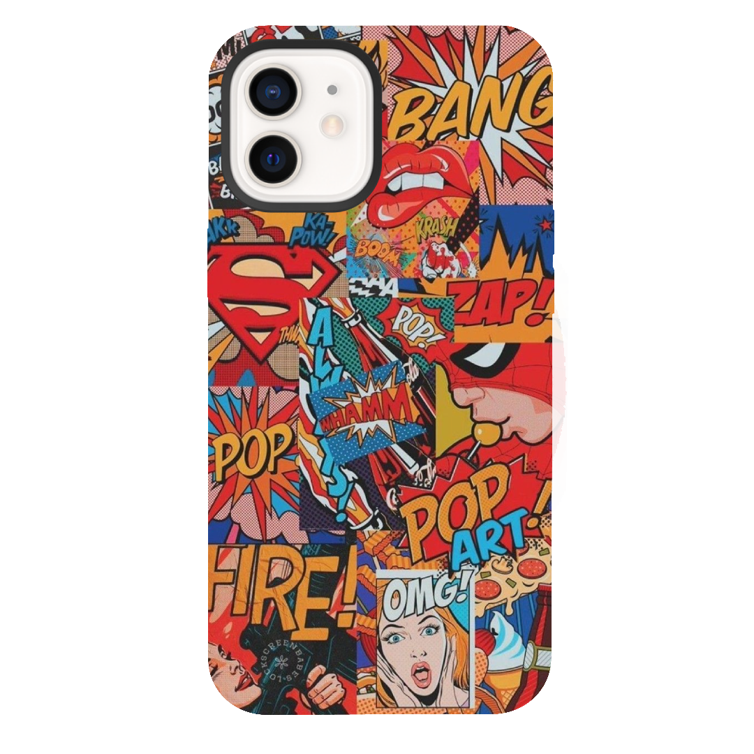 iPhone 12 Pop Art Graphic Mix Red Silicone Case