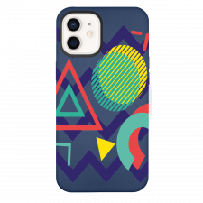 iPhone 12 Geometry Graphic Mix 2 Navy Silicone Case