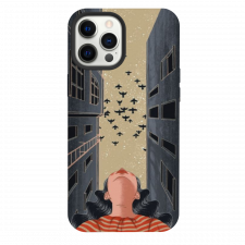 iPhone 13 Pro Max Birds In The Sky Black Silicone Case