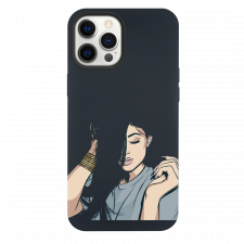 iPhone 13 Pro Max Girl With Long Hair Black Silicone Case