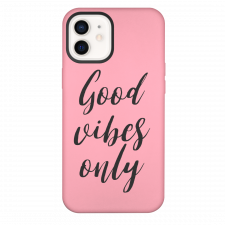 iPhone 12 Good Vibe Only Pink Silicone Case