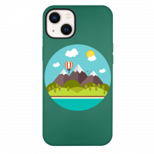 iPhone 13 Mountains With Hot Balloon Green Silicone Case
